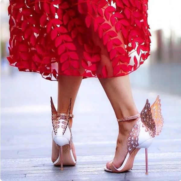Rose or aile sandales en cuir véritable papillon été femmes gladiateurs dame pompes chaussures