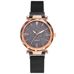 Rose Gold Women kijken Luxe magnetische sterrenhemel Sky Lady Pols Watch Mesh Women Color Six