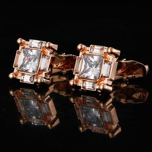 Rose en or zircon cristallin de manchette à manchets Bijoux de bijoux de boucles pour hommes Brand Fashion Cuff Link Wedding Groom Bouton Cuff Couchettes AE592395697847