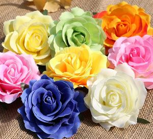 Têtes de roses fleurs artificielles en plastique fausses fleurs tête fleurs en soie de haute qualité mur de décoration de mariage