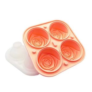 Grands plateaux cubiques 3D Rose Ice - Créez 4 jolies boules de glace en forme de fleur, un moule en silicone flexible pour des cocktails et des boissons amusants.