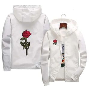 Rose veste coupe-vent hommes et veste femme nouvelle mode blanc et noir Roses vêtements d'extérieur manteau 3