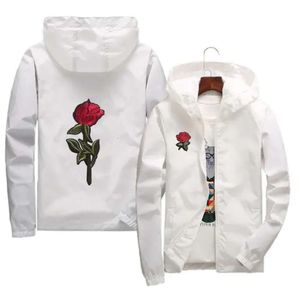 Veste rose Windbreaker hommes et femmes veste nouvelle mode blanche et noire de roses de sursis 58