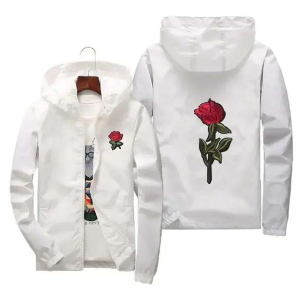 Rose veste coupe-vent hommes et veste femme nouvelle mode blanc et noir Roses vêtements d'extérieur manteau 706 828