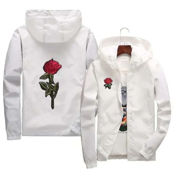 Rose veste coupe-vent hommes et veste femme nouvelle mode blanc et noir Roses vêtements d'extérieur manteau 296