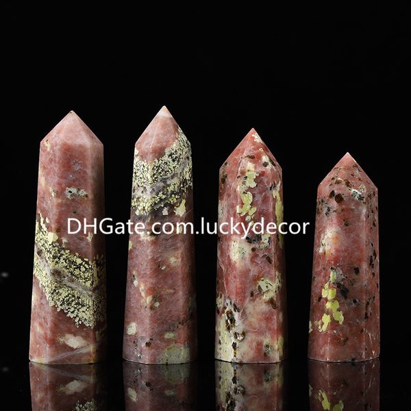 Rosa Mica Piedra Metafísica Varita Generador Regalos Torre de piedras preciosas pulidas Cristal de cuarzo natural Pilar mineral Palo de un solo punto Espécimen de obelisco Curación de Reiki