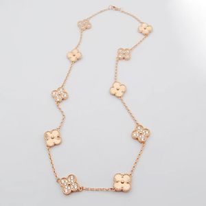 Collier Rose Femmes 10 Diamant Trèfle Collier De Luxe Femme En Or 18 Carats Collier De Fleurs De Haute Qualité En Or 18 Carats Collier De Créateur Bijoux