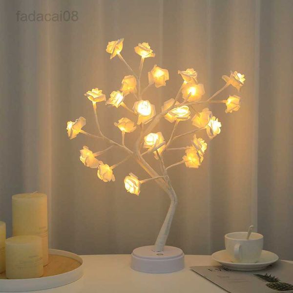 Rose Night Light Recargable Usb Batería de doble uso Día de San Valentín Regalo Decoración Luces Hogar Vacaciones Iluminación Lámpara Led HKD230704