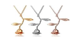 Collier de pendentif rose bijoux en argent sterling rétro 3d leaf Valentine039 Day Femme039 anniversaire vintage15061578728072