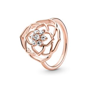 Bague fleur pétale de rose avec boîte d'origine pour Pandora authentique bijoux de fête de mariage en argent Sterling pour femmes filles CZ diamant petite amie cadeau anneaux ensemble