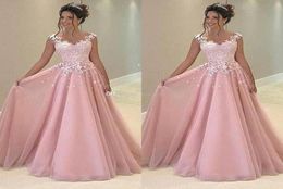 Rose rose arabe robes de bal col en V appliques dentelle mousseline de soie satin longueur de plancher dos nu robe de soirée grande taille formal1726268