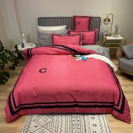 Rose roze luxe ontwerpers beddengoed sets queen size dekbedovertrek laken kussenslopen Hoogwaardige designer dekbed set