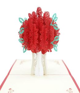 Carte de gravure Rose Popup 3D Cartes de voeux créatives Romantic Red Flower Handmade Card Valentin Day GiftCard personnalisé SN49247862020