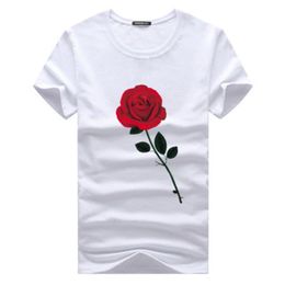 Rose Gedruckt T-shirts Sommer Top Hemd Rundhals Kurzen Ärmeln 5XL Männer Neue Mode Kleidung Baumwolle Tops Männlich Casual Tees1927