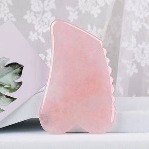 Rose Quartz Gua Sha Face Face Louting Outil de massage de la tête de la tête de la tête Crystal Natural Crystal Stone Chine Traditional Facial Spa Spa Acupuncture Scraper