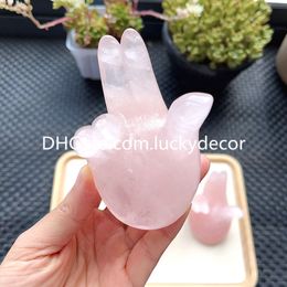 Rose Quartz Hand Sphere houder snij sculptuur decor genezing reiki meditatie natuurlijke roze kristal edelsteen vingerstandbeeld orb standbasis display (zonder bal)