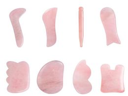 Rose Quartz Jade Guasha Board Natural Stone Scraper Chinese Gua Sha Sha Sha Sha Sha Body Acupunctuur Spa Acupunctuur Schraper Therapygift