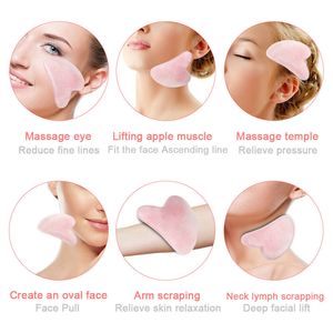 Rose Quartz Jade Guasha Board Natural Stone Gua Sha Scraper Massageur Massageur Tools pour le visage du col Bodie