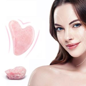 Rose Quartz Jade GUASHA Board Pink Natural Stone Arts and Crafts Scraper Chinese Gua SHA Tools voor Face Neck Back Body Acupuncture Pressure Therapy Wll866