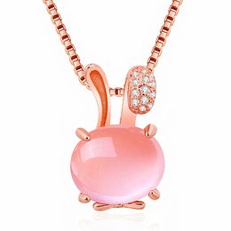 Colliers en Quartz Rose, pierre d'hibiscus naturelle, pendentif en cristal de poudre de lapin pour femmes, chaîne de clavicule