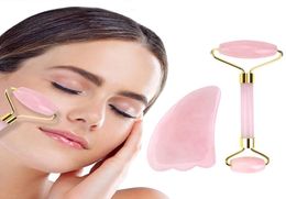 Rose Quartz Roller Face Masseur de soulèvement outil de massage facial de jade Natural Massage Roller Stone Massage de la peau Sage de beauté Box5890783