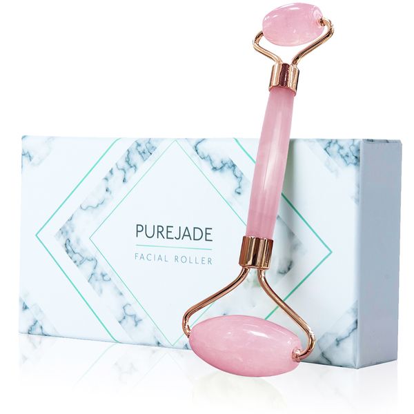 Rouleau de Quartz Rose minceur masseur de visage outil de levage pierre naturelle Massage du visage outils de Massage de la peau Rose avec boîte-cadeau