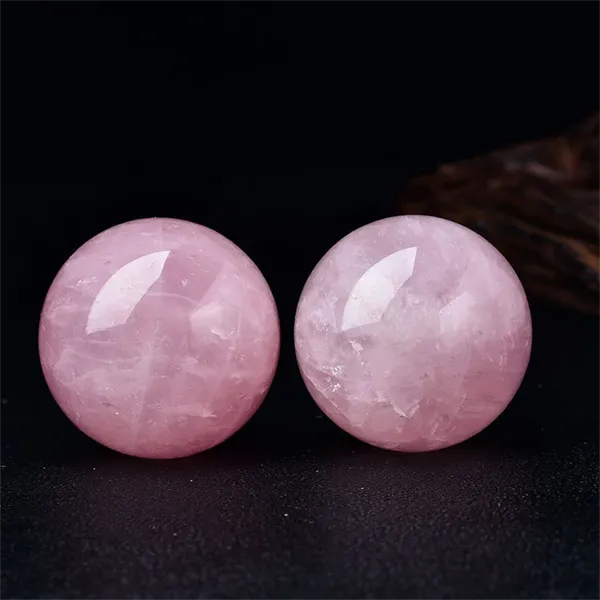 Rose quartz sphère gemme guérison baule cristal polie de pierre de pierre gemme méditation rock énergie pierre décoration de salle de pièce avec un support libre