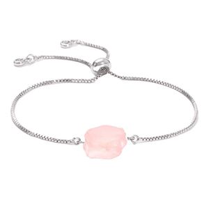 Bracelet chaîne en Quartz Rose pour femmes, énergie diffuse, guérison, Chakra, cristal, manchette de Yoga, pierres précieuses brutes, bijoux de Couple en pierre brute originale