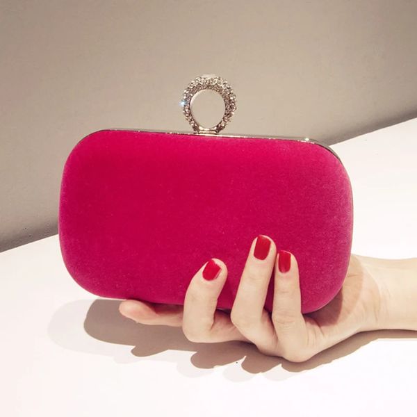 Bolso de mano pequeño rojo rosa para mujer, terciopelo de alta calidad, hombro para mujer, fiesta de noche y bolso, bolso cruzado de lujo 240304