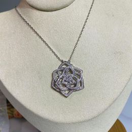 Collier série ROSE pendentifs PIAGE cristal incrusté argent sterling plaqué or extrêmement 18 carats bijoux de luxe de haute qualité marque 5A 3180
