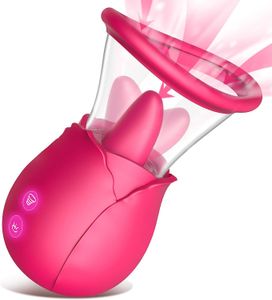 Rose Seksspeeltje Vibrator voor Vrouwen 2 in 1 Likken Zuigen Rose Vibrator Stimulator Clits Tepels Sucker Massager met Zuignap 7 Likmodi Volwassen Speeltjes voor Vrouwelijke