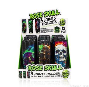 Rose Skull Shape Roken Tabak Plastic Doob Tube Pot 120mm Kruidenopslagcontainer 3 5 Joints Houder Sigarettenrollen Kegel Papieren Pillendoosje Pre Roll Pakketkoffer Nieuw