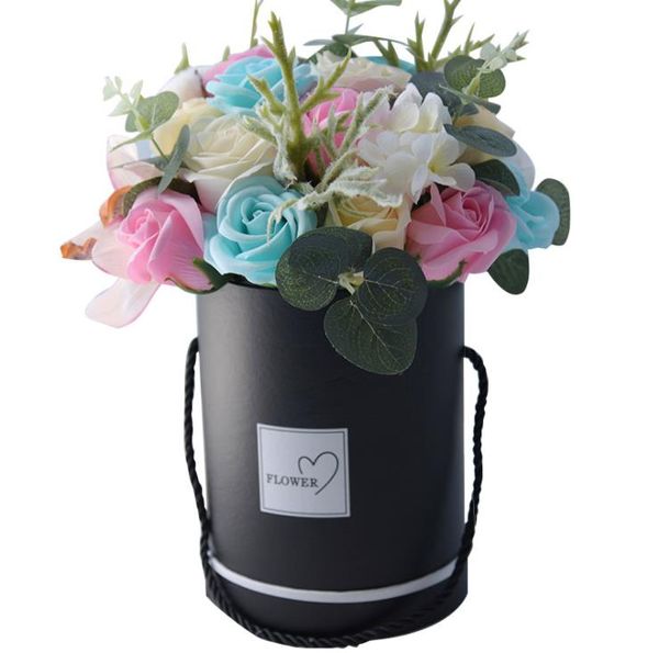 Rose Savon Fleur Coffret Cadeau Europe et Amérique Hug Tube Portable Fleur Seau Cadeau D'anniversaire En Gros