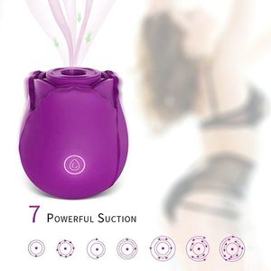 Rose sucer vibrateur 7 vitesses vibrant Clitoris ventouse mamelon pipe Clitoris Stimulation femme Masturbation jouets sexuels pour les femmes