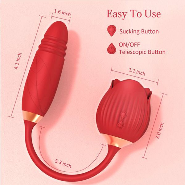 Rose Sucking Vibrator Licking Tongue Vagin Vibrant Vibrant Stimulation clitorale Stimulation Femme Adulte Masturbation Sex Toys For Women