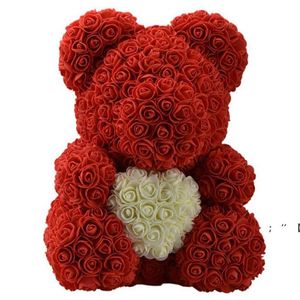 Rose Teddy Bear Coeur PE Savon Mousse Fleur Artificielle Rose Ours 25 cm 40 cm Pour Les Femmes Saint Valentin Anniversaire De Mariage Noël RRE11539