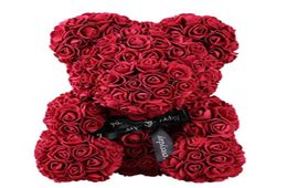 Rose Teddy Bear multicolor Fleurs artificielles Rose Bear Mousse petite amie Valentin Day Gift Birthday Party Decoration 1378656