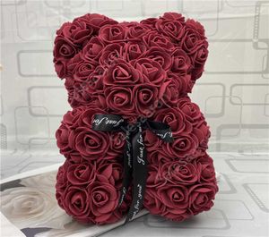 Rose Teddy Bear New Valentines Day Gift 25cm Flower Bear Decoration Artificial Christmas Gift For Women Valentines Gift Sea Way Da7452660