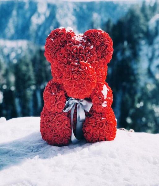 Rose Teddy Bear New Valentines Day Gift 25cm 40cm Flower Bear Décoration artificielle Cadeau de Noël pour les femmes Valentin Gift9581164