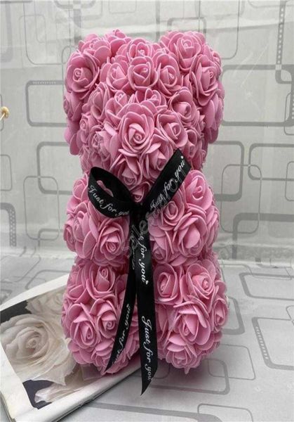 Rose Teddy Bear NOUVEAU Cadeau Saint Valentin 25 cm Fleur Ours Décoration Artificielle Cadeau De Noël pour Femmes Cadeau Saint Valentin MER Shippi3644419