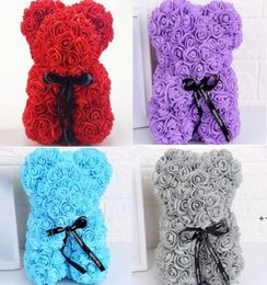 Rose Teddy Bear Valentijnsdag Gift 25cm Bloembeerapparaat Kerstcadeaus voor vrouwen Valentinesgift FWF101874712669