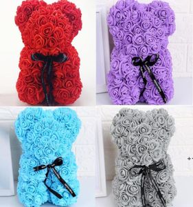 Rose Teddy Bear Valentines Day Gift 25cm Fleur Fleur Bearartificial Christmas Gifts For Women Valentinesgift FWF101874712669