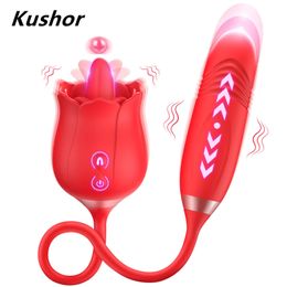 Rose Toy Dildo Brusting Vibrator pour les femmes Egg Clitoris Sucker Stimulateur Lickeing Adults Goods Sucking Sex Toys Femme 240312