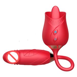 Rose Toy Dildo stuwkracht vibrator voor vrouwen ei clitoris stimulator tong likken volwassenen goederen seks speelgoed vrouwelijk