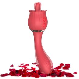 Rose Toy Vibrator for Women Clitoris Estimulador 10 Modos 20 Vibración poderosa G Spot Cloral Dildo Sex 2 en 1 240412