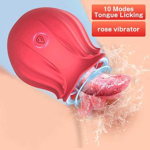 Rose vibrateur femme langue léchage Silicone Clitoris stimulateur vagin masseur adultes produits intimes pour les femmes