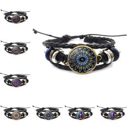 Retro Mode Rose Window Notre Dame de Paris Armband Time Gem Multilayer Lederen Touw Armband Armbanden Voor Dames Mannen Sieraden DHL Groothandel