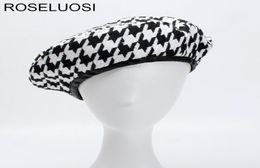ROSELUOSI automne hiver mode pied-de-poule bérets chapeaux pour femmes noir blanc Bonia casquettes femme Gorras S181017088175306