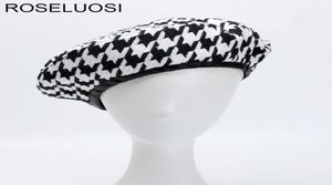 Roseluosi automne d'hiver fashion chapeurs de poule chapeaux pour femmes Black Blanc Bonia Caps Femme Gorras S181017083647413