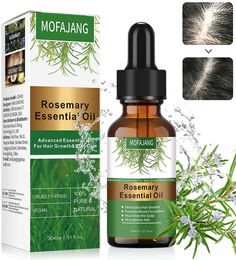 Huile de romarin pour repousse des cheveux, Biotin Hair Serum Loss Reprowth Treatment, amélioration de la brillance, du cuir chevelu de nourriture, du corps de cheveux naturel pur, l'huile de romarin 2 fl oz